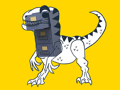 Trip Monster: Fileociraptor dinosaurs file cabinet illustration procreate velociraptor