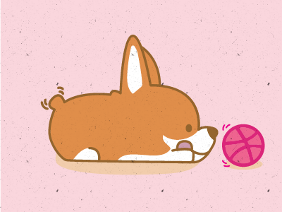 Corgi Loves to Play Ball ball corgi dog dribbble pink play