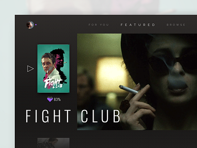 Featured Movies app asymmetrical dark featured hero minimal movie tv ui ux
