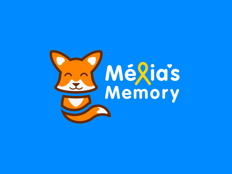Melia's Memory Logo rounded cute baby fox fox ribbon illustration colorful childhood cancer kids logo