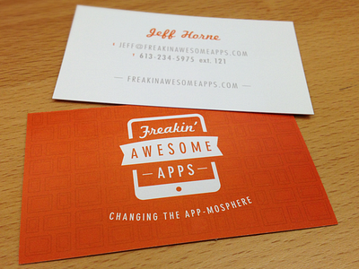 Freakin' Awesome Apps Business Card card contact info faa identity logo orange print retro type