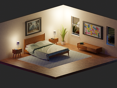 Bedroom 3d 3d art bedroom blender design illustration interior design