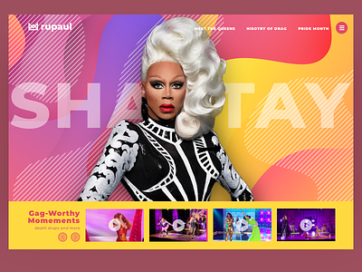 Rupaul web design abstract colors concept design design drag queen gradient graphic design home page illustrations landing page photoshop pride rupaul typography ui visual design web design website