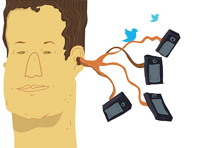 Tree mobile illustration mobile phone social tree tweets