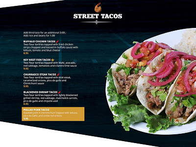 Sport Bar Restaurant food menu menu design restaurant tacos website wordpress