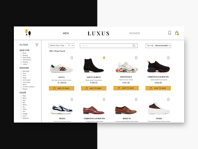 Luxus | Luxury Shoe Store concept design ecommerce ecommerce design flat luxury brand luxury design minimal premium shoe shoes shopping store store design typography