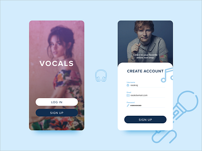 Music App | Sign Up Page concept design flat minimal music music app typography ui uidesign