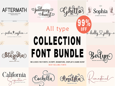All Type Collection Font Bundle app branding bundle design display fonts graphic design illustration logo sale typography ui ux vector