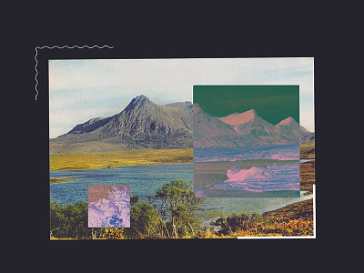Pining 1 collage digital landscape postcard scotland shapes sqaure