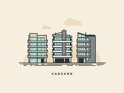 Cadzand Apartments filled illustration outline pixel perfect vector