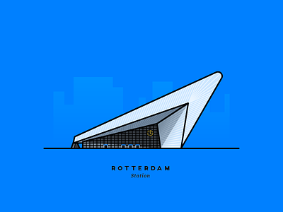 Random Rotterdam filled illustration outline pixel perfect rotterdam station vector