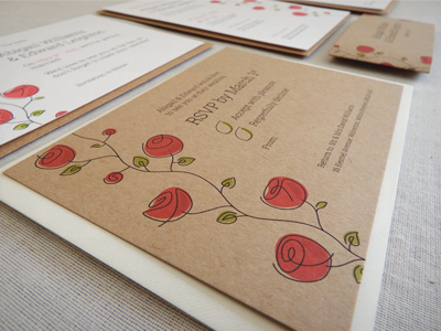 Roses Wedding Stationery flowers illustration invitation roses wedding