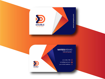 Orange Blue Visiting Card branding broucher business card d logo with visiting cards design flyer graphic design illustration logo orange blue visiting card vector visiting card
