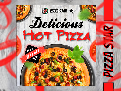 Hot Pizza Social Media Post Design branding design graphic design modern photoshop post professional social media stylish