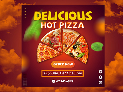 Hot pizza  Social Media Post Design