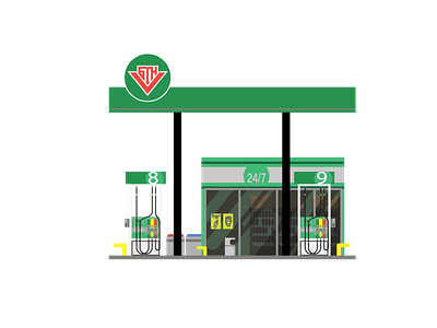 Filling Gas Station Vector Illustration