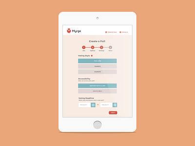 Myrge - Create A Poll data visualization flat design material design ui ui design ux web application