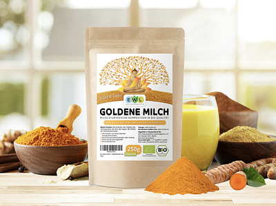 Golden Milk package design aurveda budha eco eco friendly golden milk health vegan