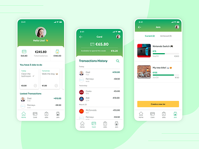 Mobile banking app for kids app bank design ui