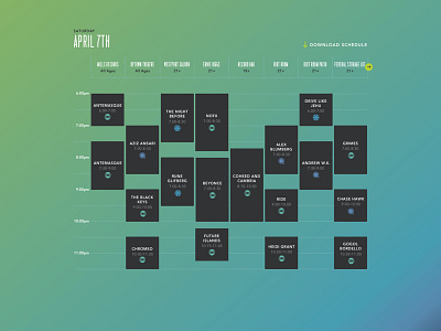 Middle of the Map Website Schedule black black ui festival schedule festival website gradient schedule ui design ux design