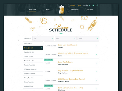St Louis Craft Beer Week - Schedule beer week blue bootstrap craft beer design gold homepage hops schedule schedule design script ui design
