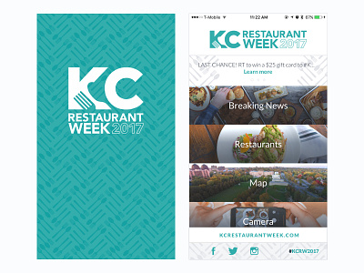 KC Restaurant Week: Load + Home app design clean app design clean design clean ui food ui home screen icons ios app photography splash screen ui ux