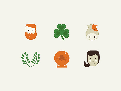 Irish Festival App Avatars avatar character illustration head illustration icons illustrations irish avatars shamrock shamrock icon trophy trophy icon