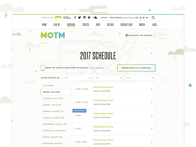Middle of the Map - Schedule clean clean ui festival app festival site festival website minimal music website responsive responsive site site design website