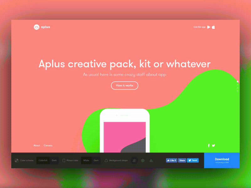 Aplus - Free template with creator animation css design free gif home html landing phone template ui ux