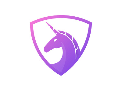 Unicorn Logo Mark clean gradient horse logo mark negative space pink purple unicorn