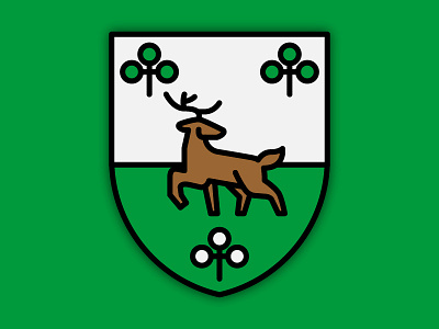 Family Crest antlers clover crest deer elk family green shield stag white