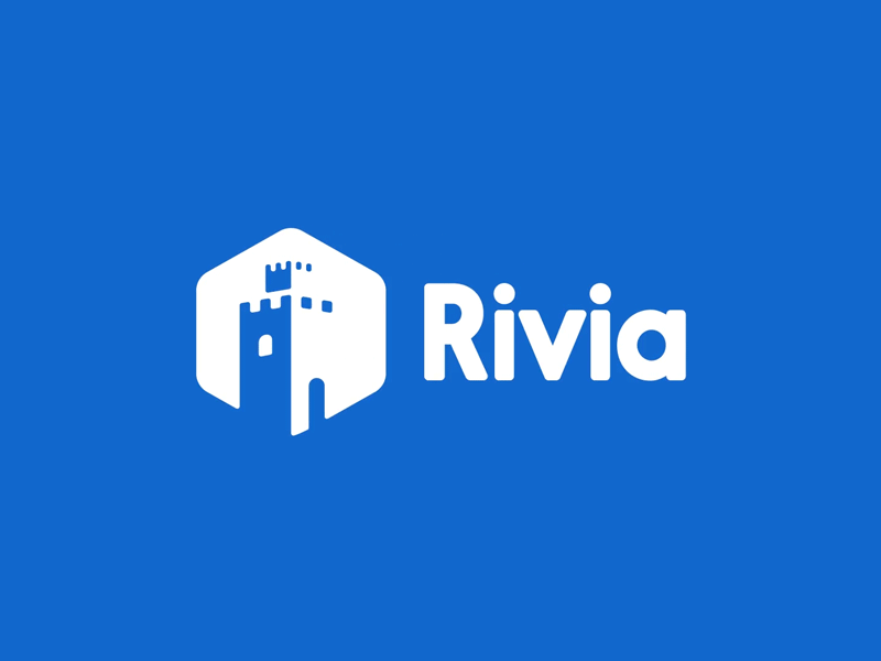 Rivia Logo animation blue bumper castle castles logo negative space