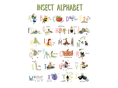 Insect Alphabet alphabet ant babys room bee birthday cards bumble bee butterfly dragonfly illustrated insect posters