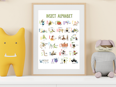 Insect Alphabet Poster alphabet ant baby baby room bee cute insect poster