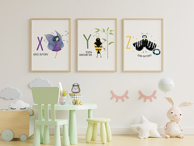 Insect Alphabet Poster alphabet ant babyroom bee butterfly cute insect poster