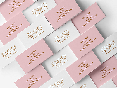 Biscuit Baby business card gold foil pink restaurant