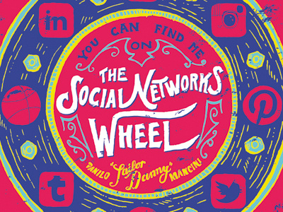 Social Networks Wheel behance danilo mancini dribbble facebook high contrast instargram linkedin pinterest sailor danny twitter