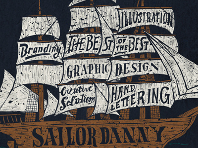 Sailor Danny Ship brown creative grunge lettering navy sailor danny sea ship wind