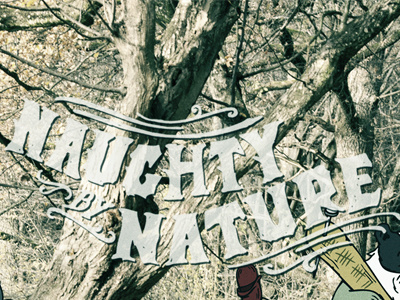 Naughty by Nature _ Logo animals cartoon distressed funny hand lettering nature naughty old vintage woods