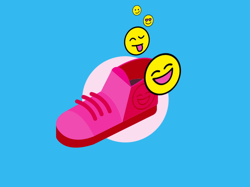 Shoe Animation - Face on Compliance animation design emoji face graphics mograph motion motion design motion graphics shoe sneaker vector