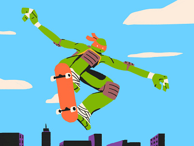 Mikey color drawing illustration michaelangelo mikey ninja turtles shapes skateboard skateboarding skating teenage mutant ninja turtles texture