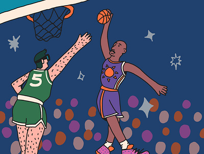 Shut Up and Jam barkley basketball character dunk editorial hoops illustration kidlit naive whimsy