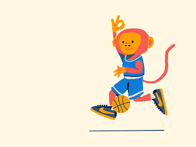 Point Guard basketball character dribble hoops illustration kid lit monkey