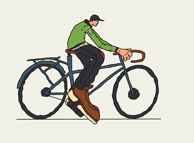 Full Bikes bicycle bicyclist bike brand character drawing editorial illustration people person