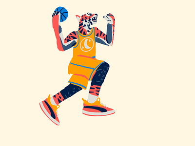 Zoo Hoops: Tiger basketball character design drawing dunk hoops illustration puma tiger