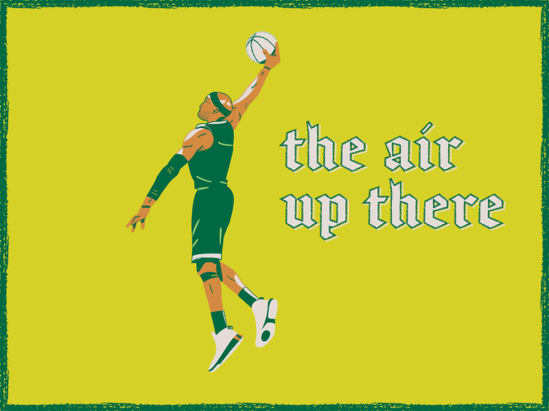 It's different up there dunk basketball crayon chalk illustration