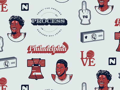 Sixers Pattern badge basketball branding design hoops icon illustration logo portrait vector