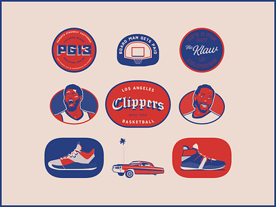 Duos x Clippers: Assets badge basketball branding hoops illustration logo nba portrait typography vector