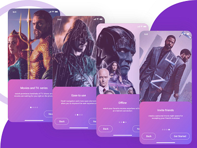Popcorn Time(On boarding screens) app design ios mobile movie movie app on boarding ui ui design ux