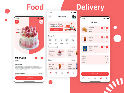Food delivery application cake cake app cart delivery design food food app home mobile shot ui ux